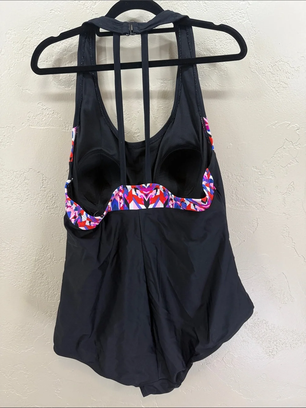 Catalina Black One-Piece Swimsuit with Pink, Purple & Red Side‎ Panels 2X